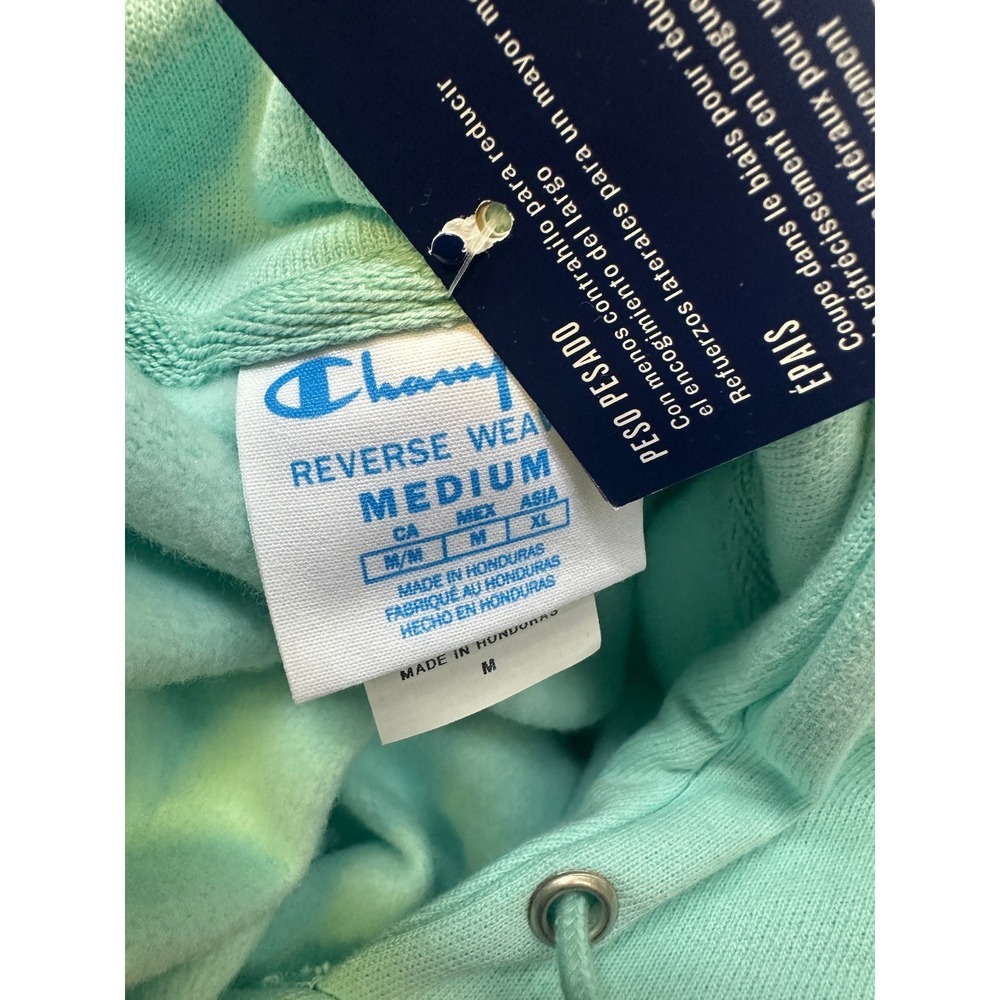 NWT Champion Reverse Weave Cropped Cut Off Hoodie Sweatshirt Blue M Oversized - Picture 5 of 12